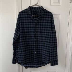 Sisley Italian Brand Men’s Shirt Size M Blue Black Plaid Slim Fit